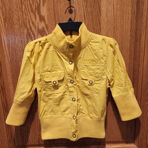 Rue21 Yellow Womens Juniors 3/4 length sleeve cropped Jacket